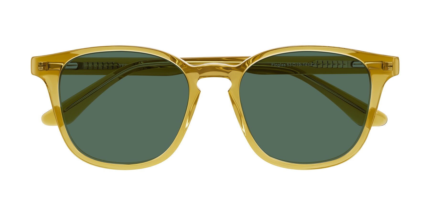Folded Front of Finglas in Mustard Crystal with Green Polarized Lenses