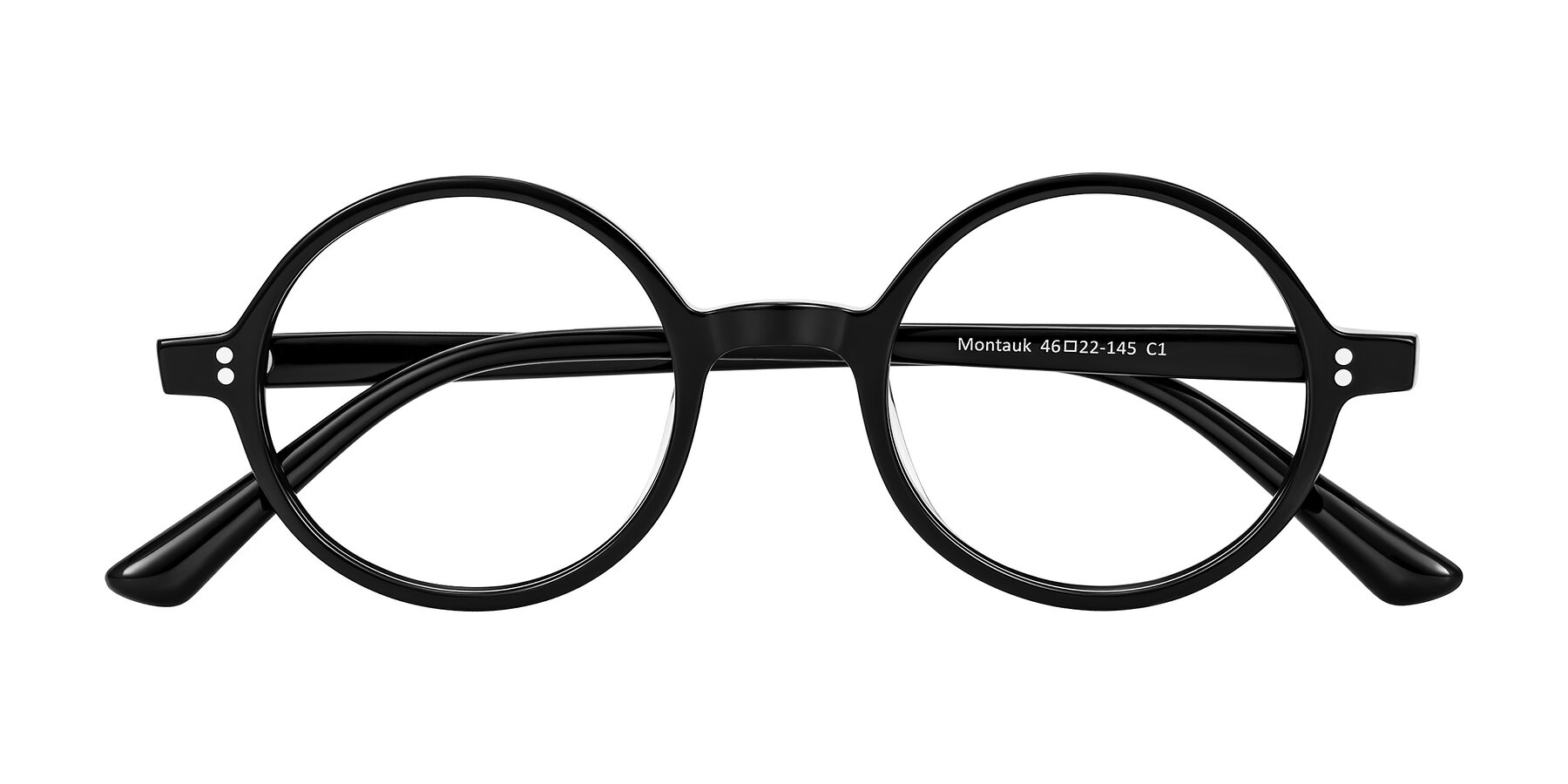 Folded Front of Montauk in Black with Clear Eyeglass Lenses