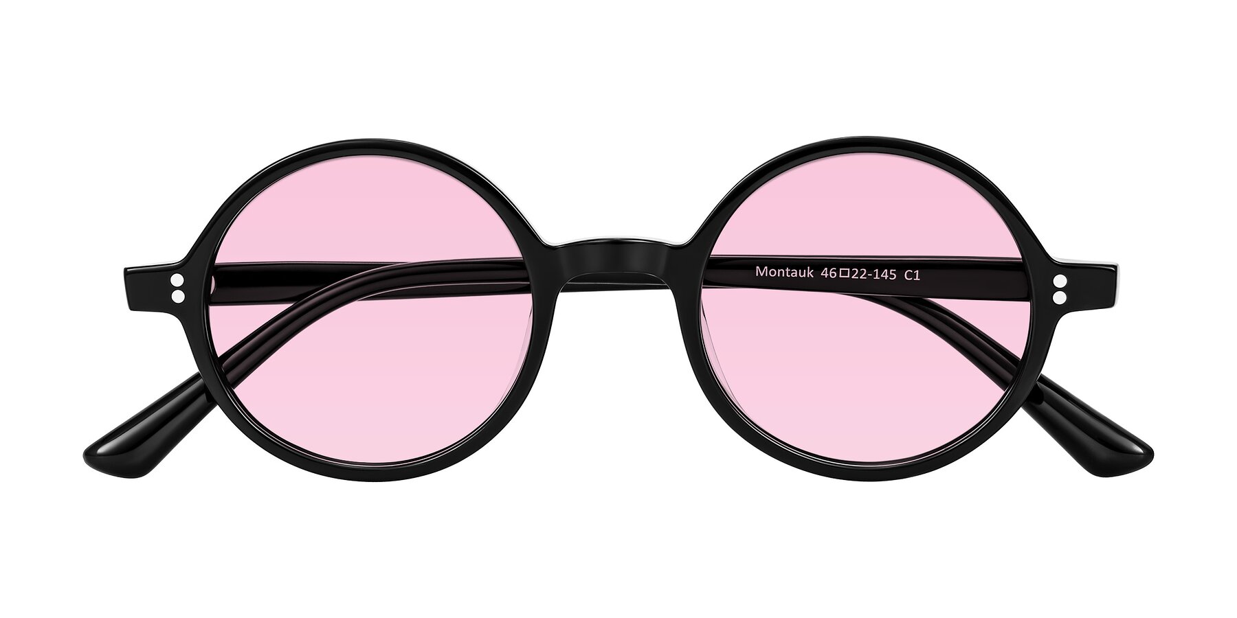 Folded Front of Montauk in Black with Light Pink Tinted Lenses