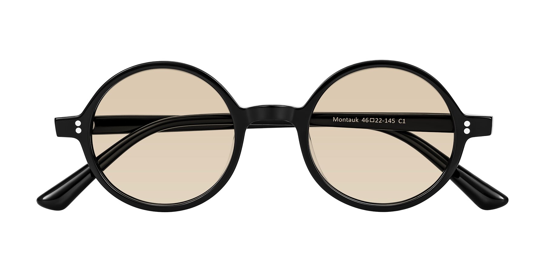 Folded Front of Montauk in Black with Light Brown Tinted Lenses
