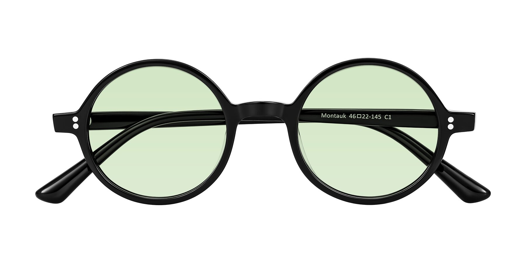 Folded Front of Montauk in Black with Light Green Tinted Lenses