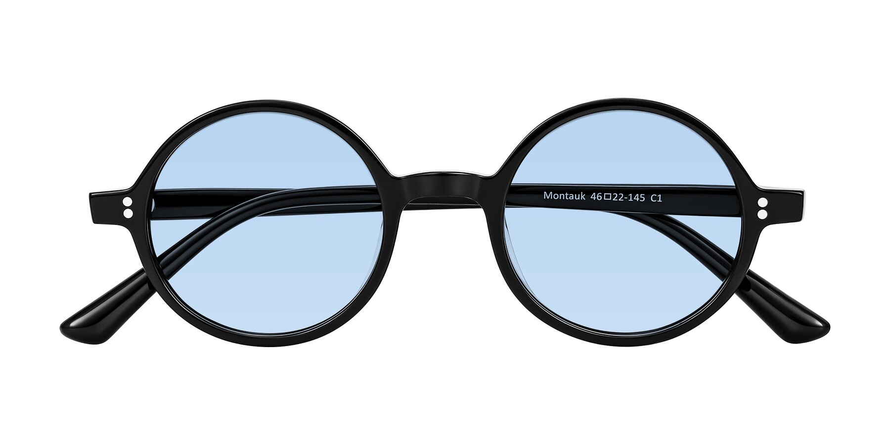 Folded Front of Montauk in Black with Light Blue Tinted Lenses