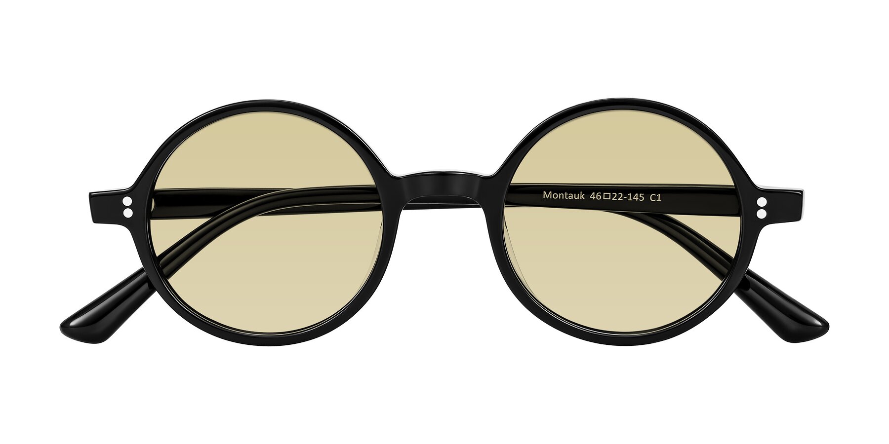 Folded Front of Montauk in Black with Light Champagne Tinted Lenses