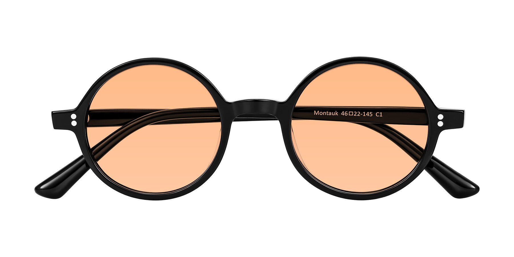 Folded Front of Montauk in Black with Light Orange Tinted Lenses