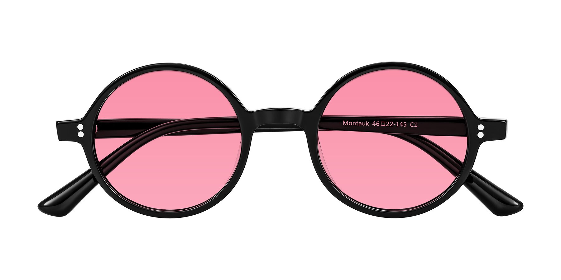 Folded Front of Montauk in Black with Pink Tinted Lenses