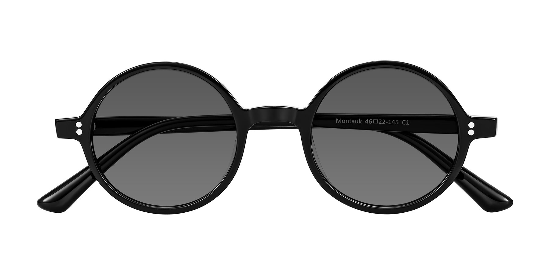 Folded Front of Montauk in Black with Medium Gray Tinted Lenses