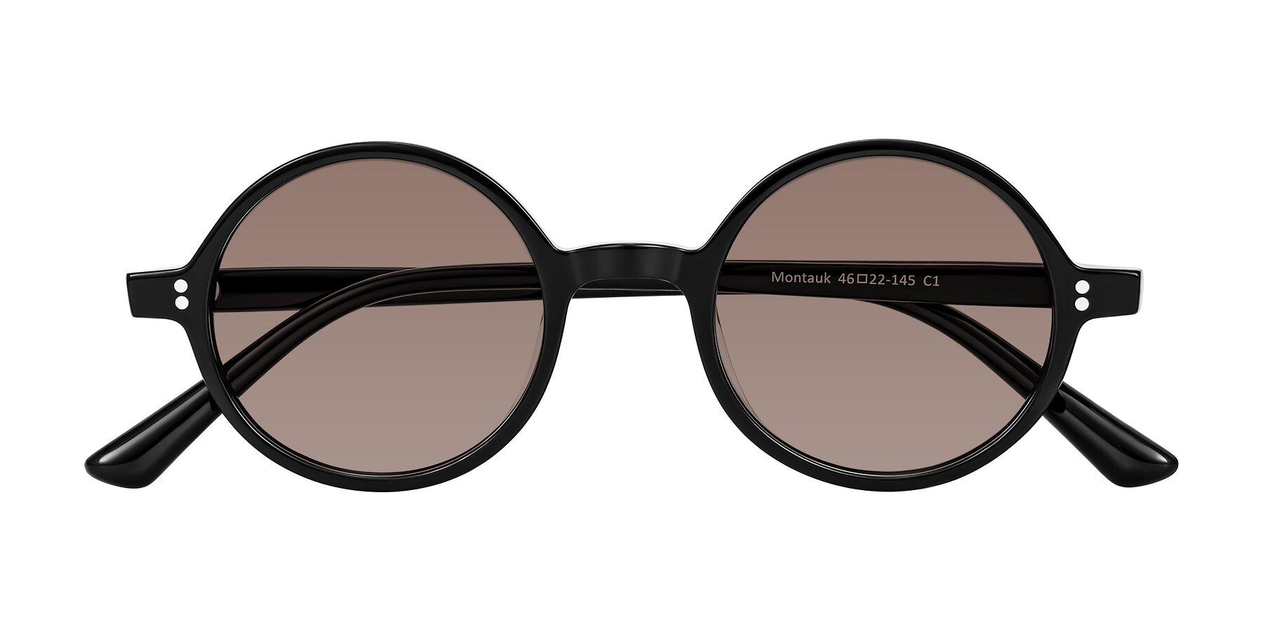 Folded Front of Montauk in Black with Medium Brown Tinted Lenses