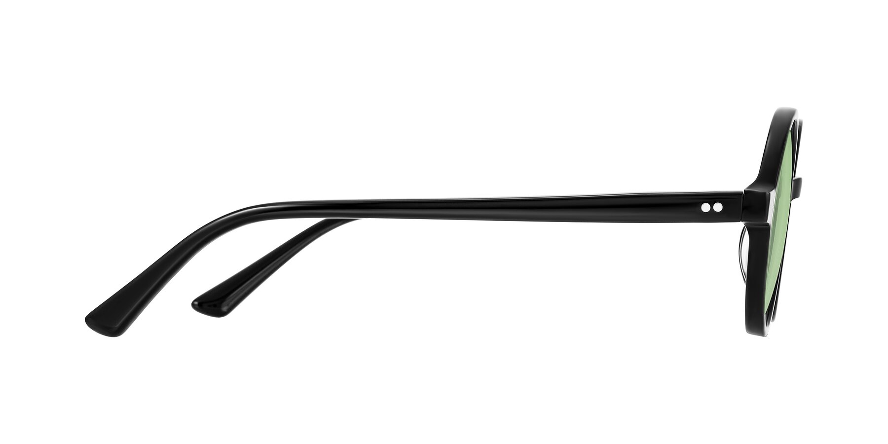 Side of Montauk in Black with Medium Green Tinted Lenses
