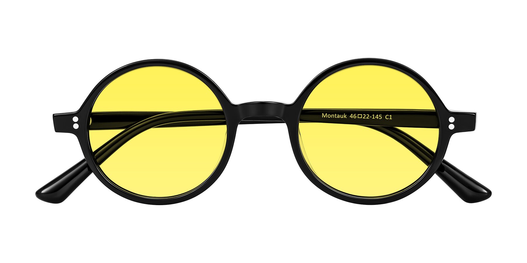 Folded Front of Montauk in Black with Medium Yellow Tinted Lenses