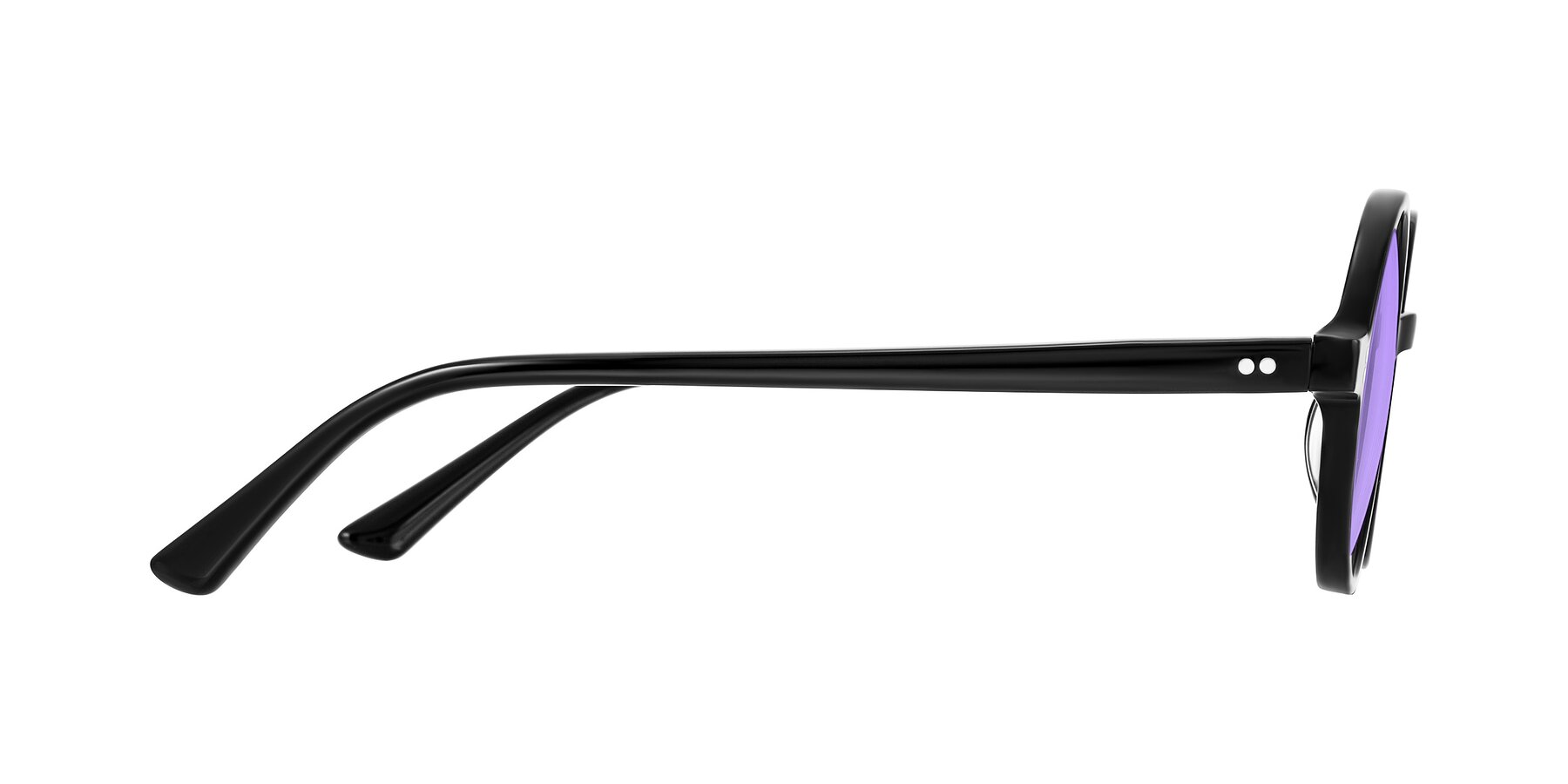 Side of Montauk in Black with Medium Purple Tinted Lenses