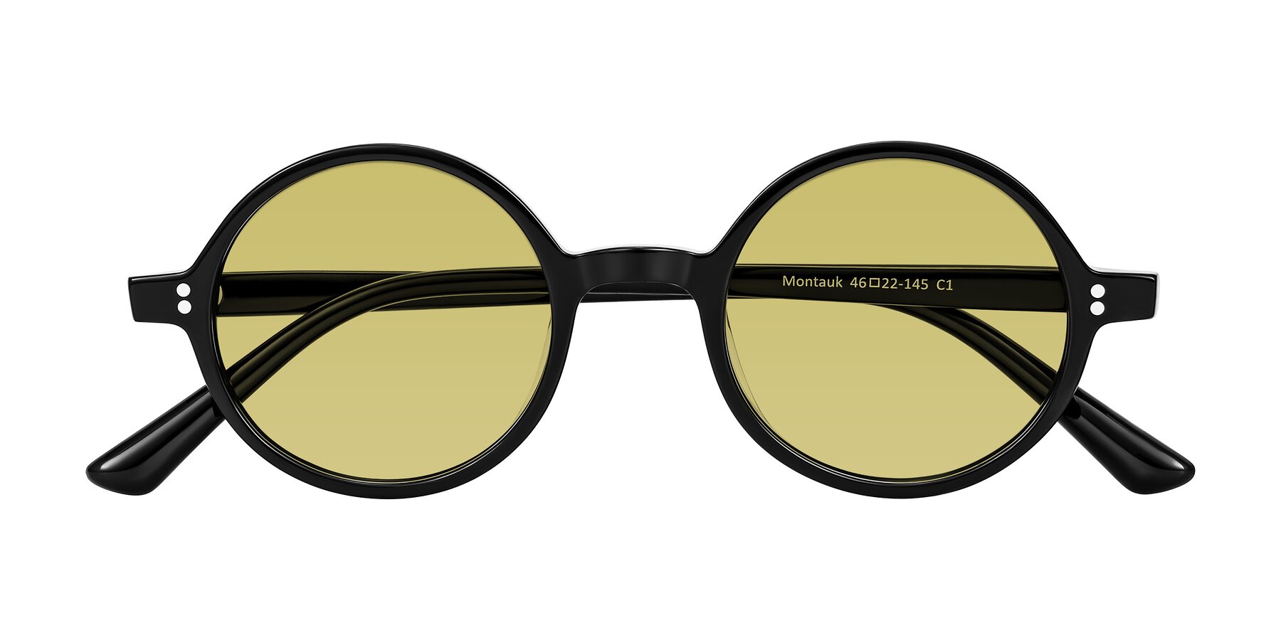 Folded Front of Montauk in Black with Medium Champagne Tinted Lenses