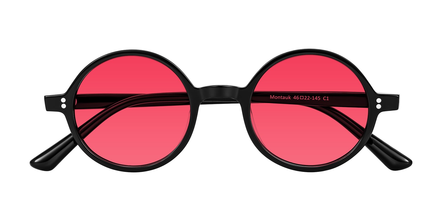 Folded Front of Montauk in Black with Red Tinted Lenses