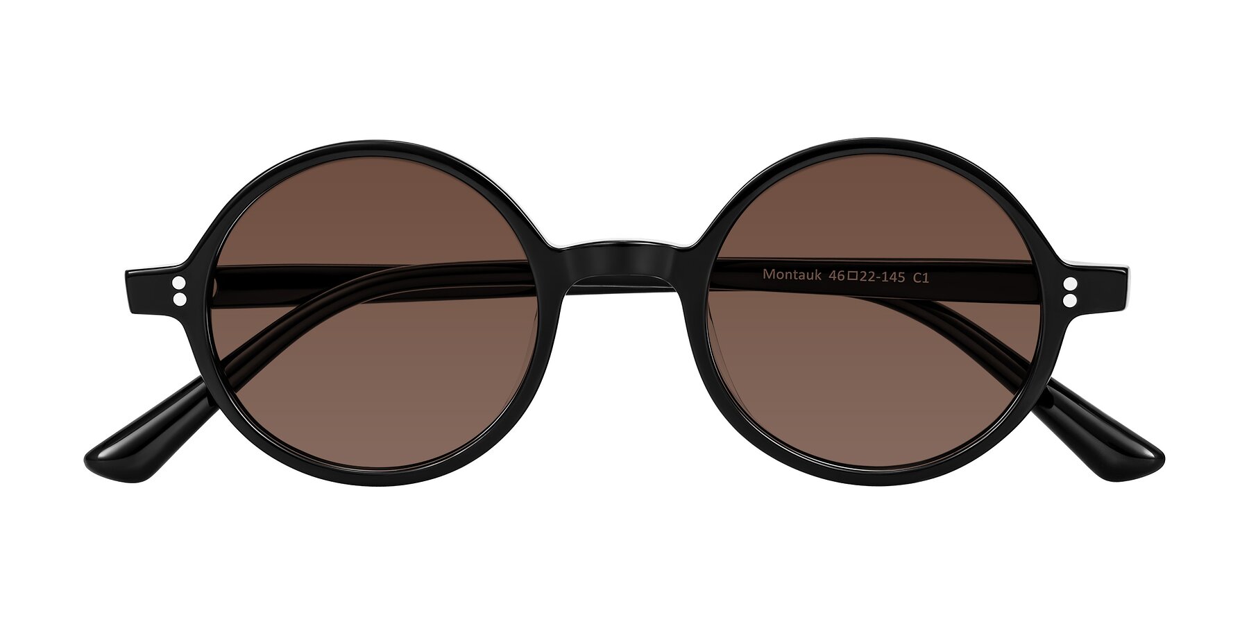 Folded Front of Montauk in Black with Brown Tinted Lenses