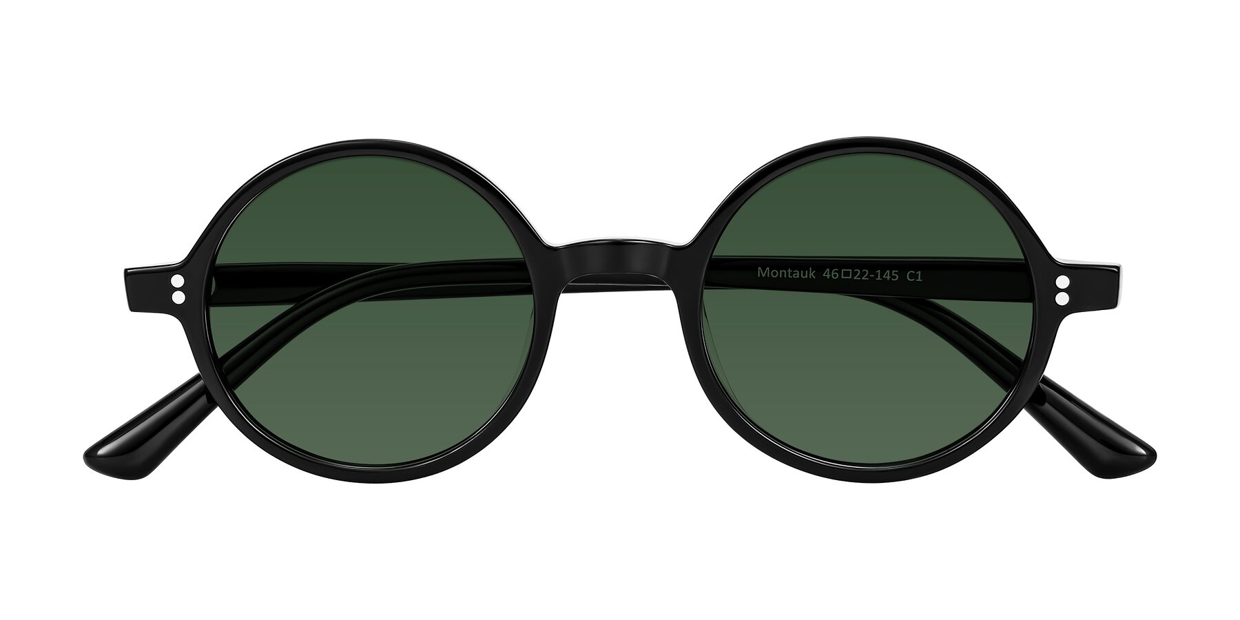 Folded Front of Montauk in Black with Green Tinted Lenses