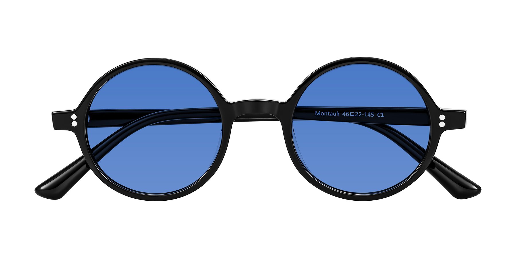 Folded Front of Montauk in Black with Blue Tinted Lenses