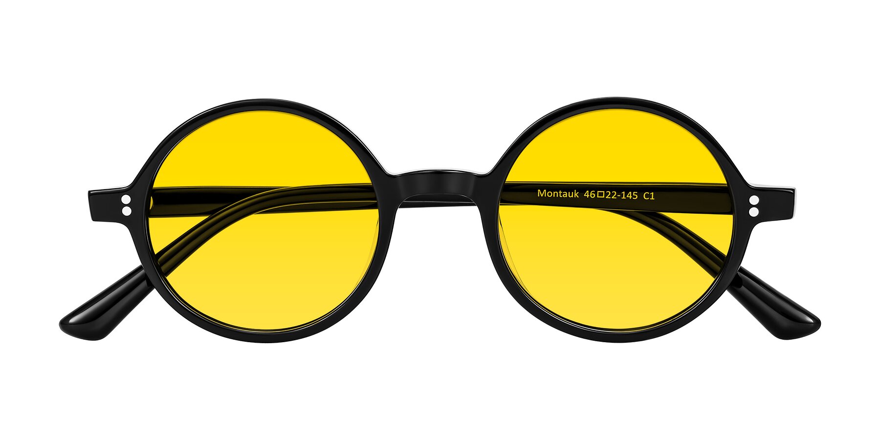 Folded Front of Montauk in Black with Yellow Tinted Lenses