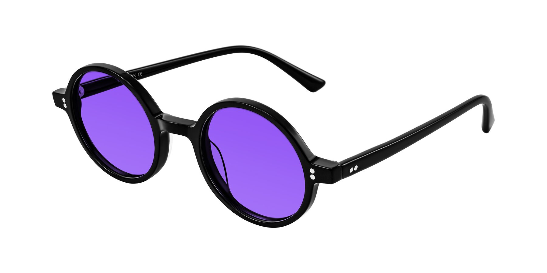Angle of Montauk in Black with Purple Tinted Lenses