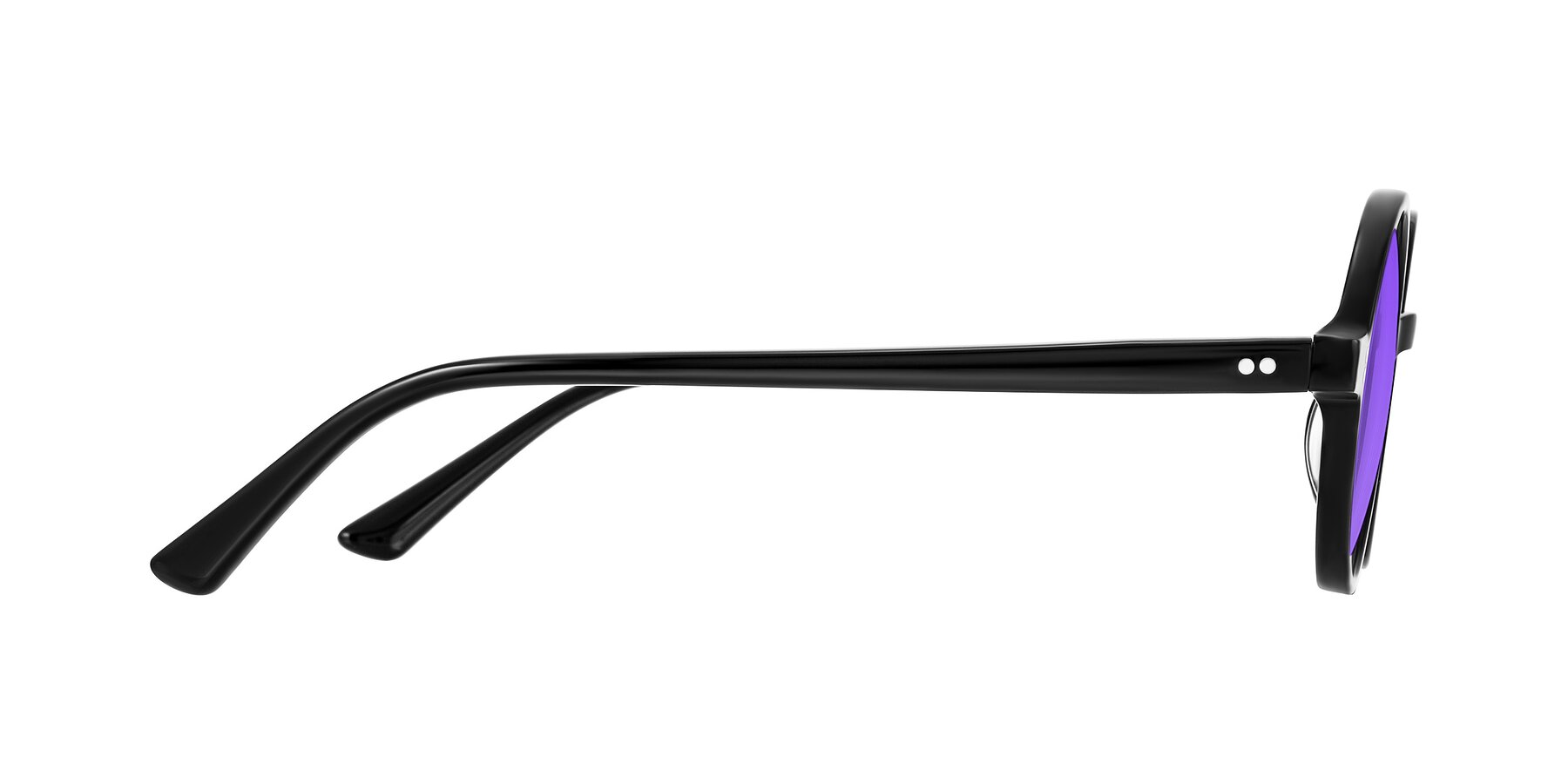 Side of Montauk in Black with Purple Tinted Lenses