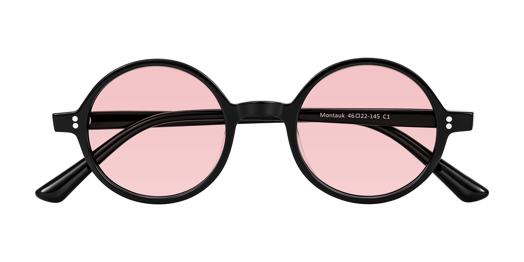 Folded Front of Montauk in Black with Light Garnet Tinted Lenses