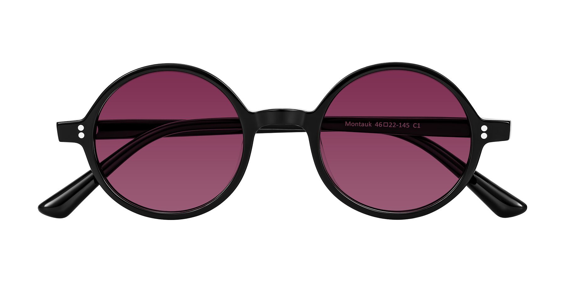 Folded Front of Montauk in Black with Wine Tinted Lenses