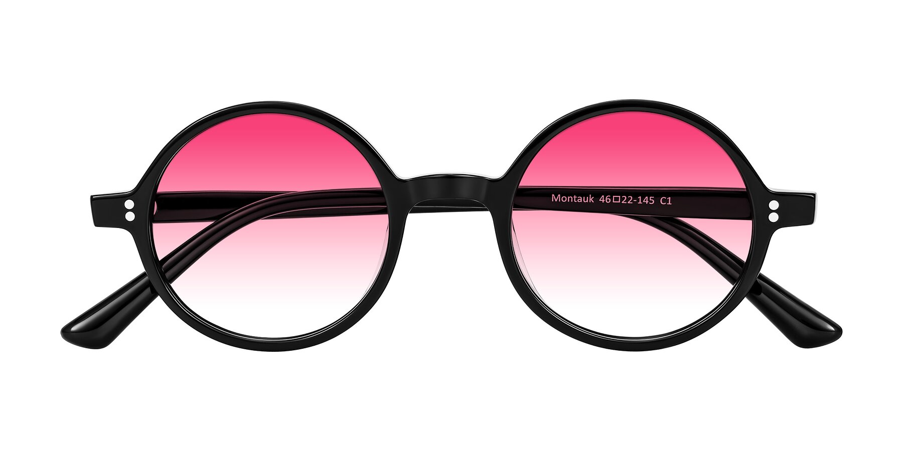 Folded Front of Montauk in Black with Pink Gradient Lenses