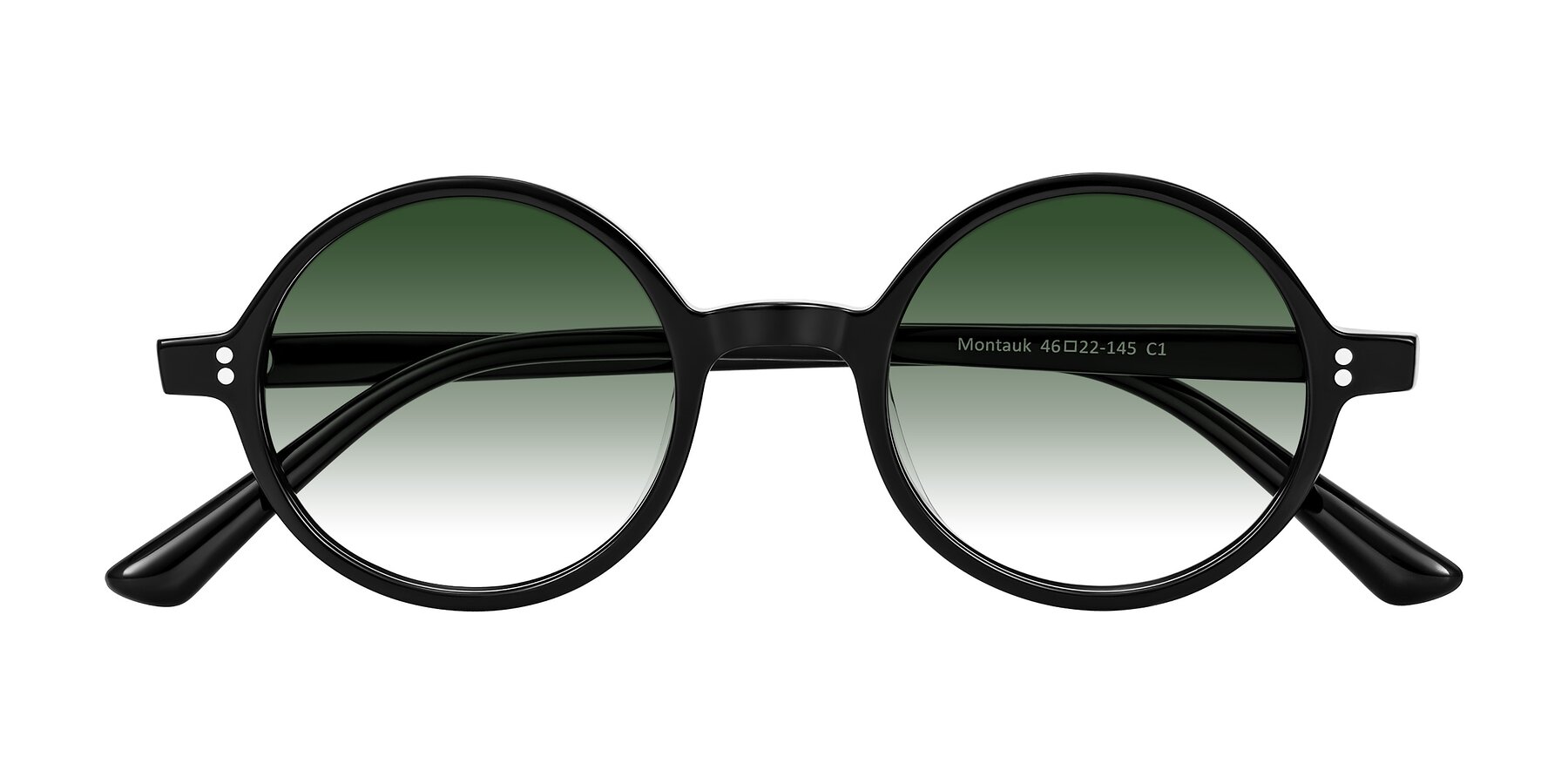 Folded Front of Montauk in Black with Green Gradient Lenses