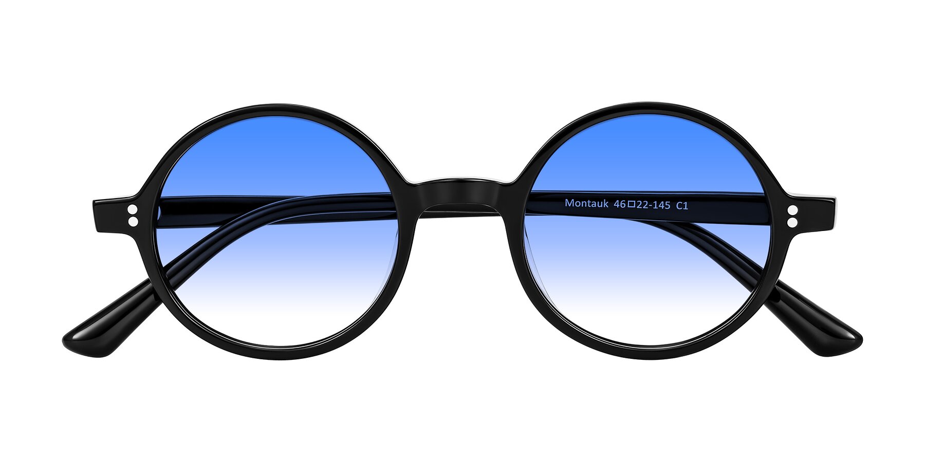 Folded Front of Montauk in Black with Blue Gradient Lenses
