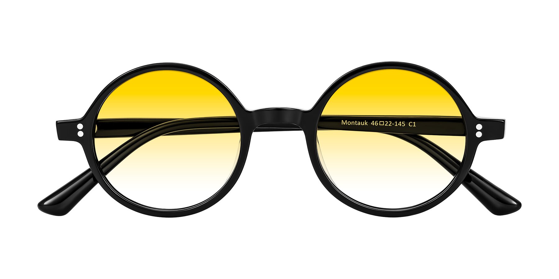 Folded Front of Montauk in Black with Yellow Gradient Lenses