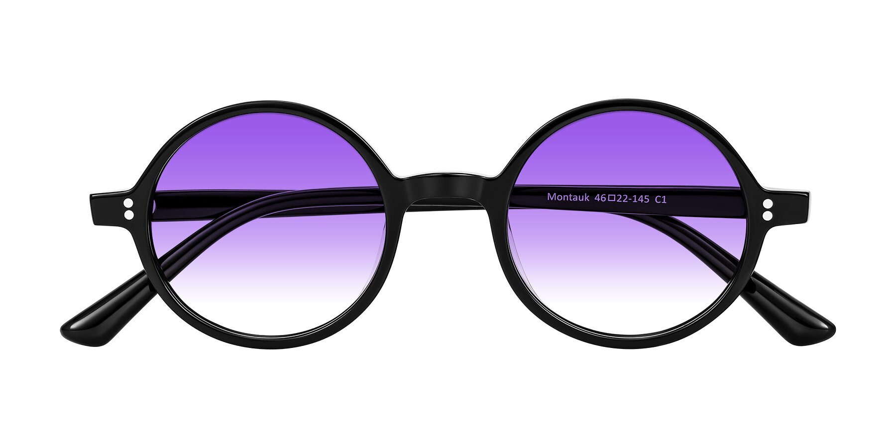 Folded Front of Montauk in Black with Purple Gradient Lenses