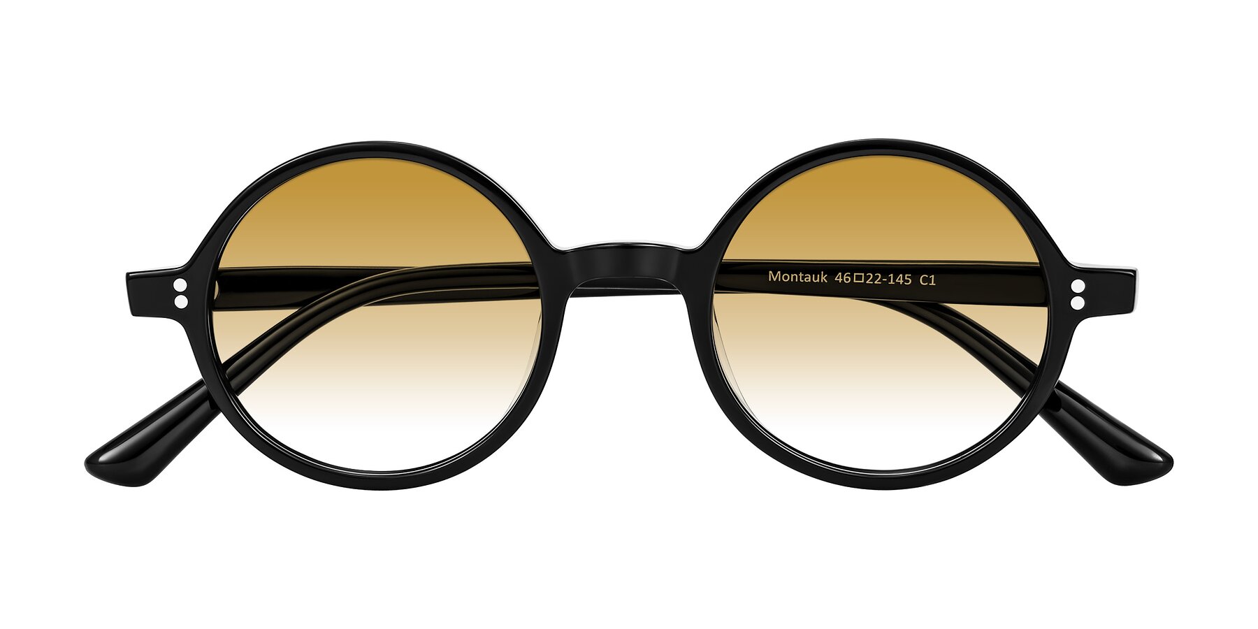 Folded Front of Montauk in Black with Champagne Gradient Lenses