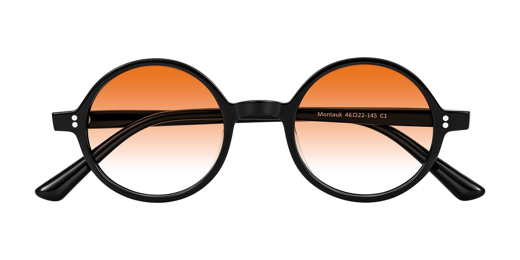 Folded Front of Montauk in Black with Orange Gradient Lenses