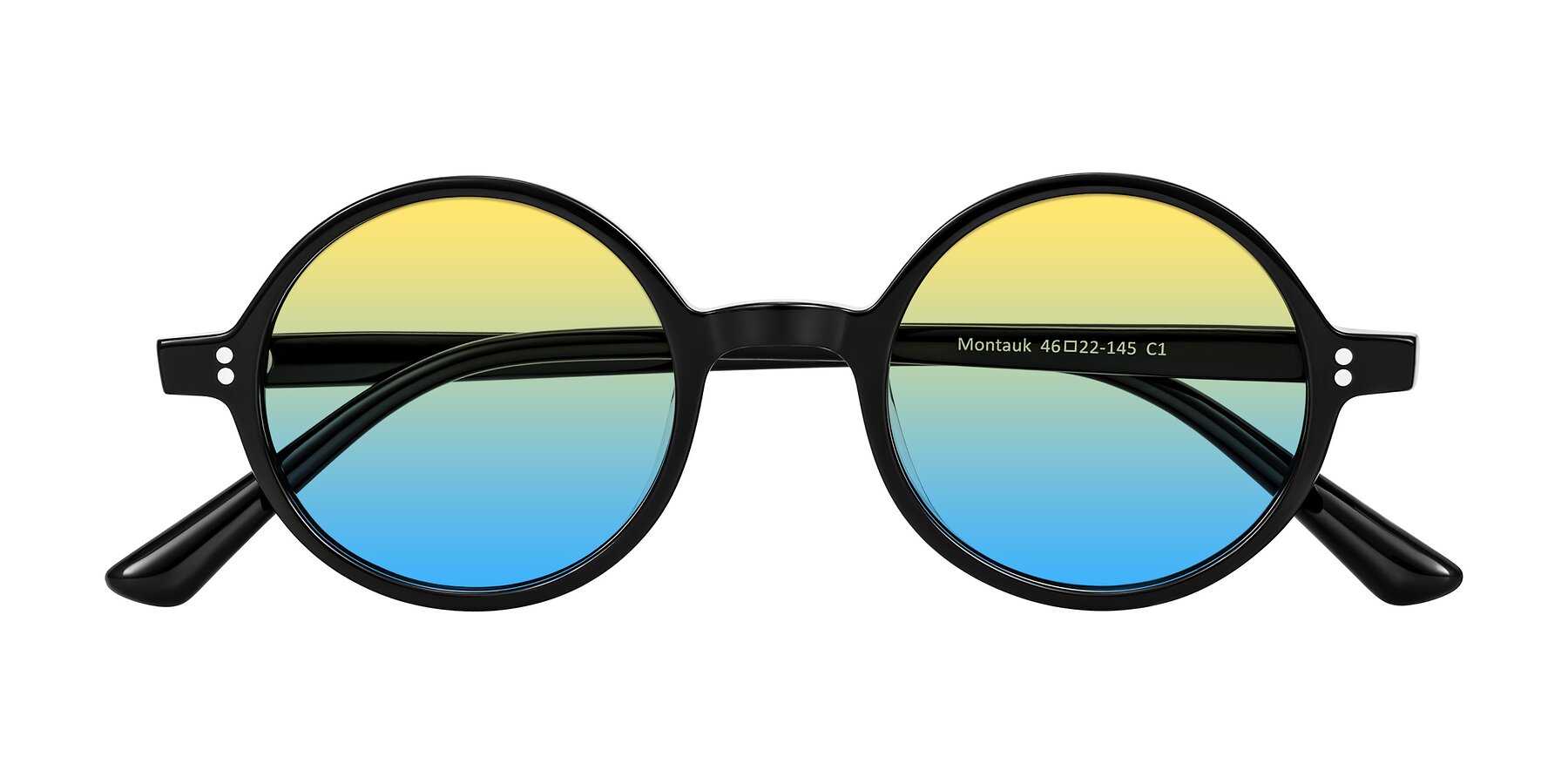 Folded Front of Montauk in Black with Yellow / Blue Gradient Lenses