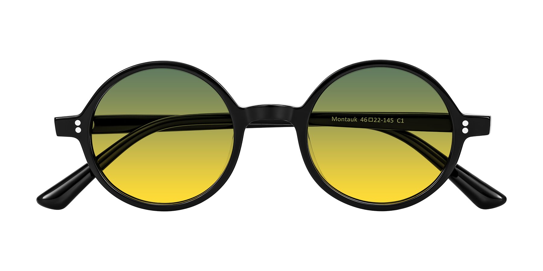 Folded Front of Montauk in Black with Green / Yellow Gradient Lenses