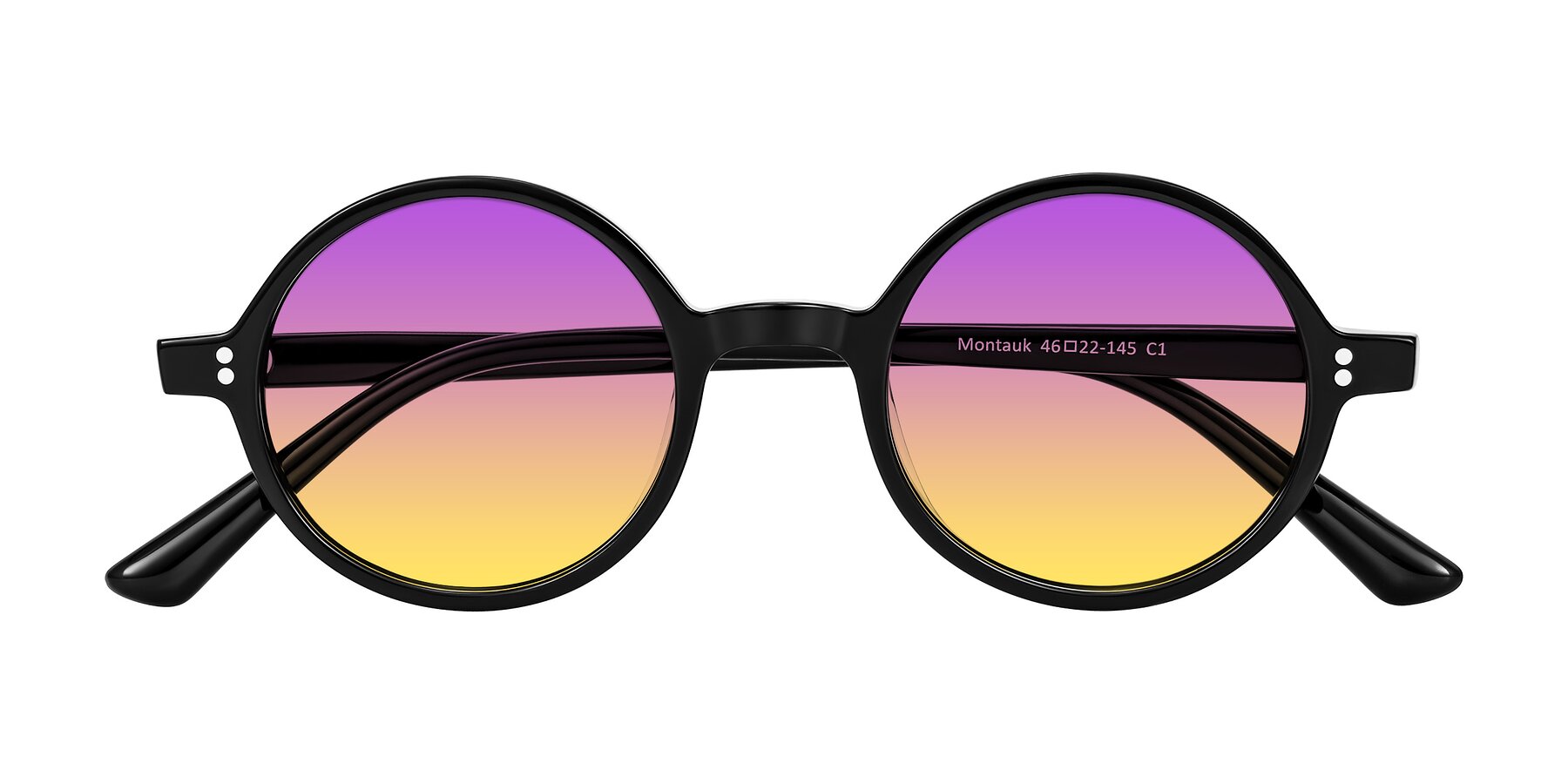 Folded Front of Montauk in Black with Purple / Yellow Gradient Lenses
