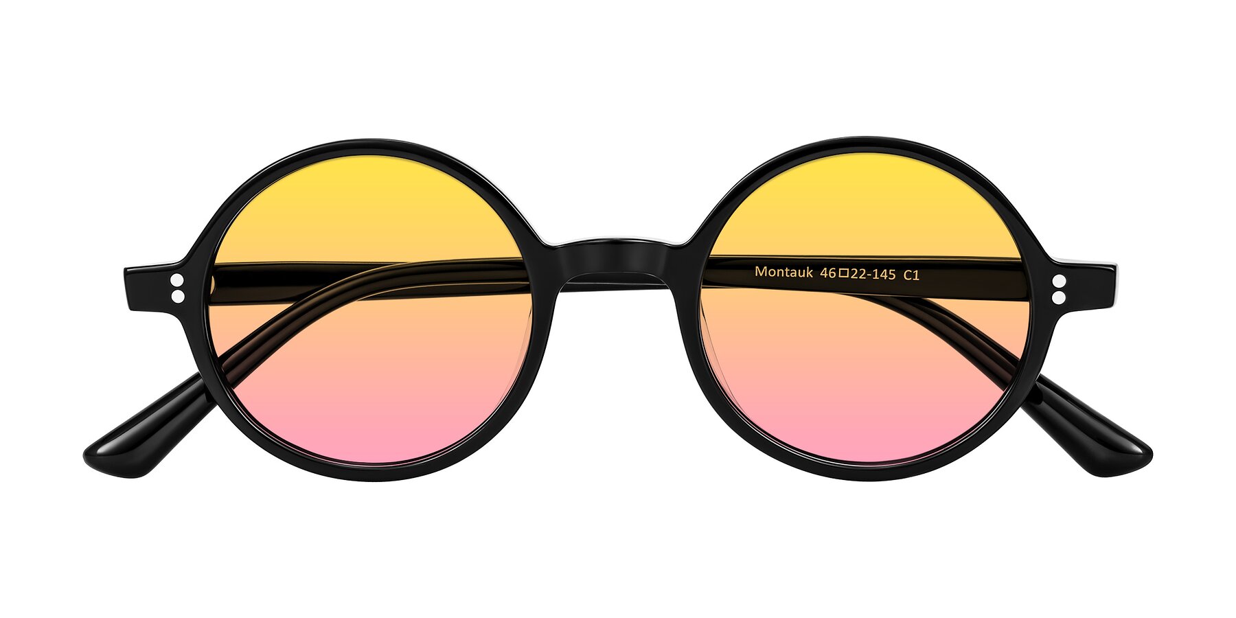 Folded Front of Montauk in Black with Yellow / Pink Gradient Lenses