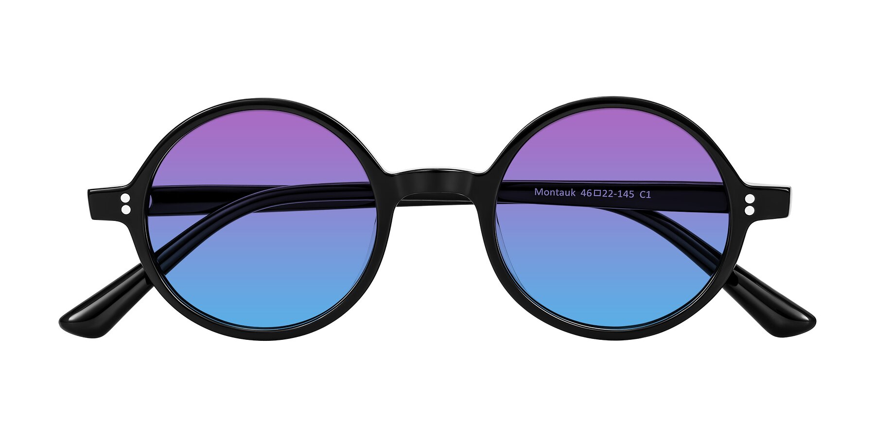 Folded Front of Montauk in Black with Purple / Blue Gradient Lenses