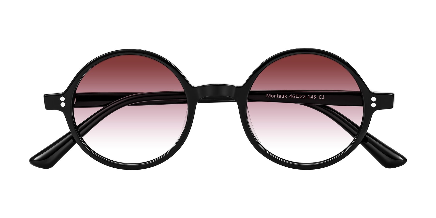 Folded Front of Montauk in Black with Garnet Gradient Lenses