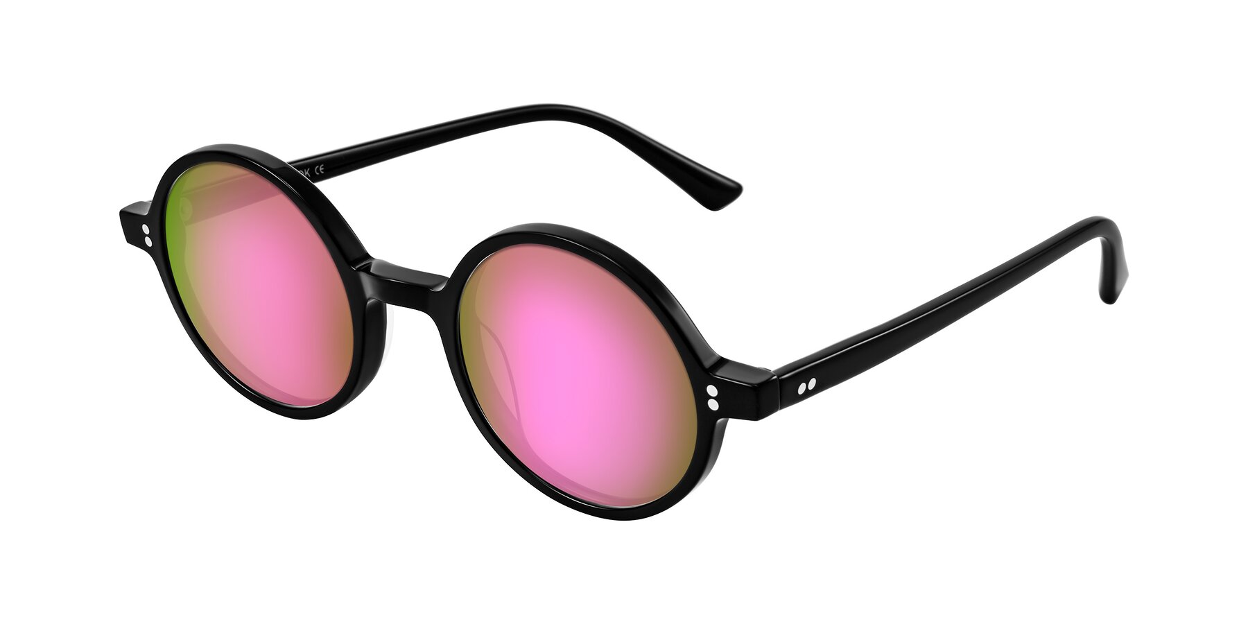 Angle of Montauk in Black with Pink Mirrored Lenses