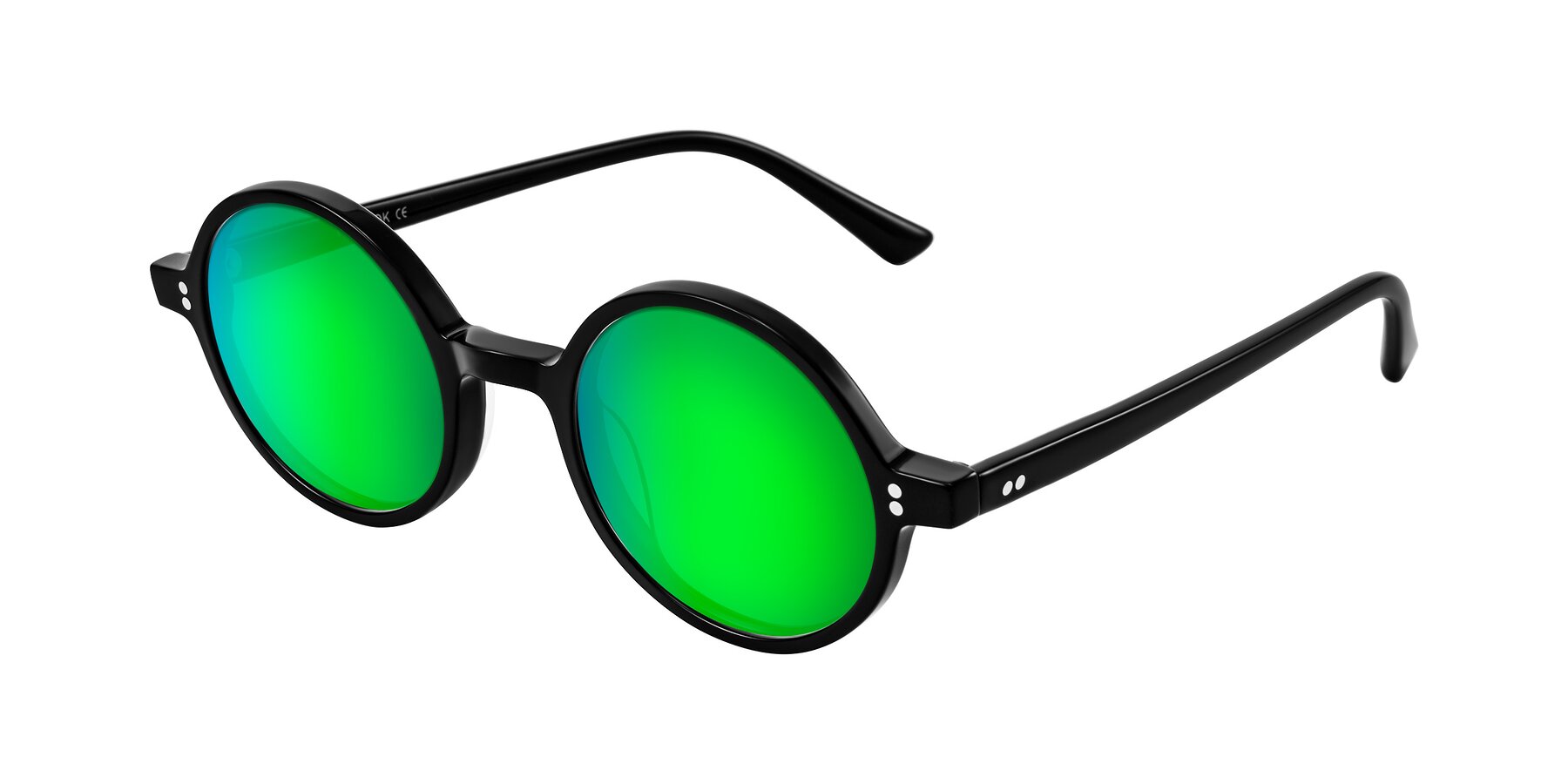 Angle of Montauk in Black with Green Mirrored Lenses