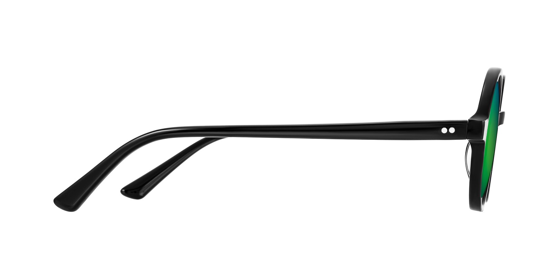 Side of Montauk in Black with Green Mirrored Lenses