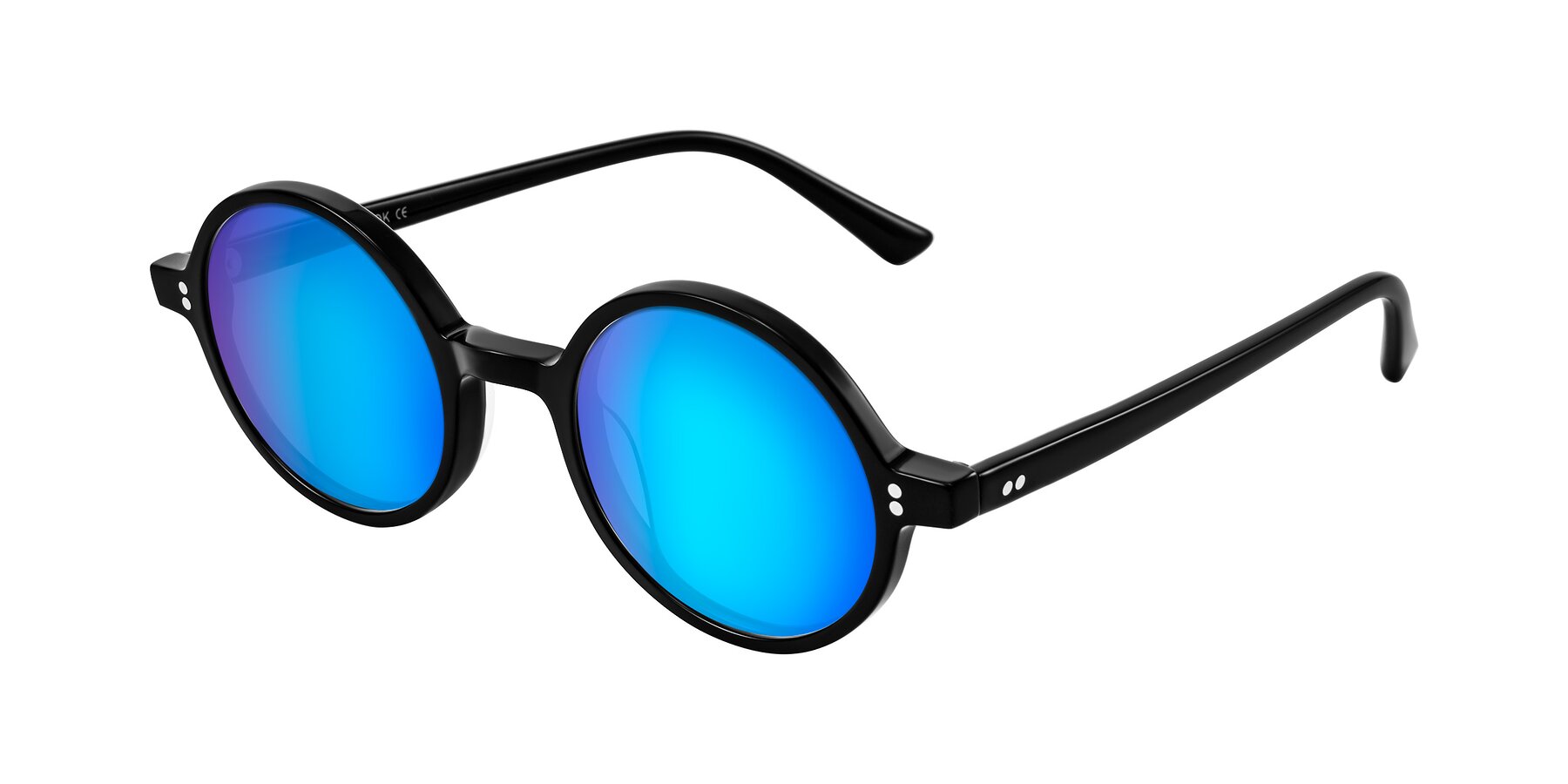 Angle of Montauk in Black with Blue Mirrored Lenses