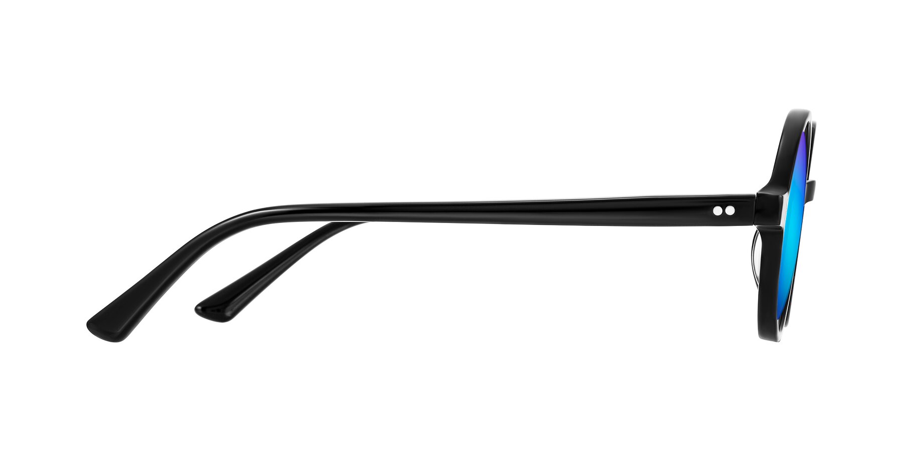 Side of Montauk in Black with Blue Mirrored Lenses