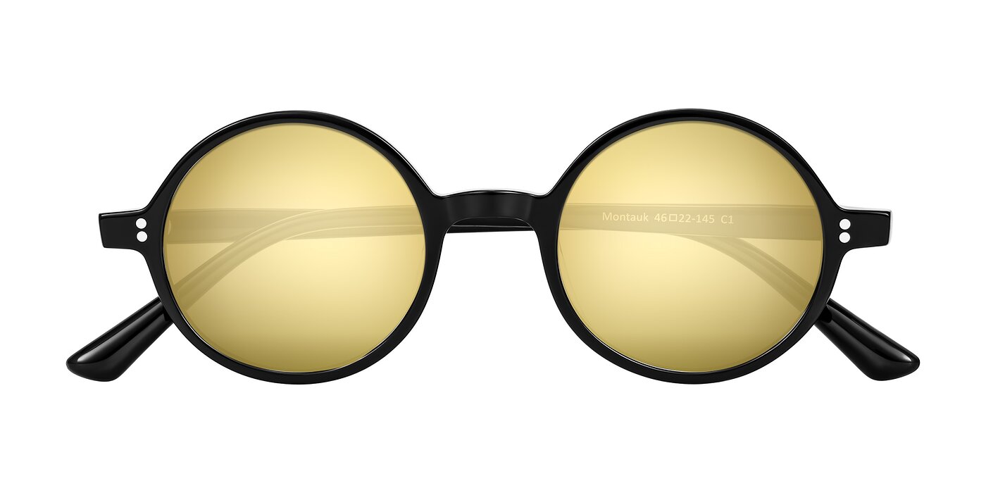 Montauk - Black Flash Mirrored Sunglasses
