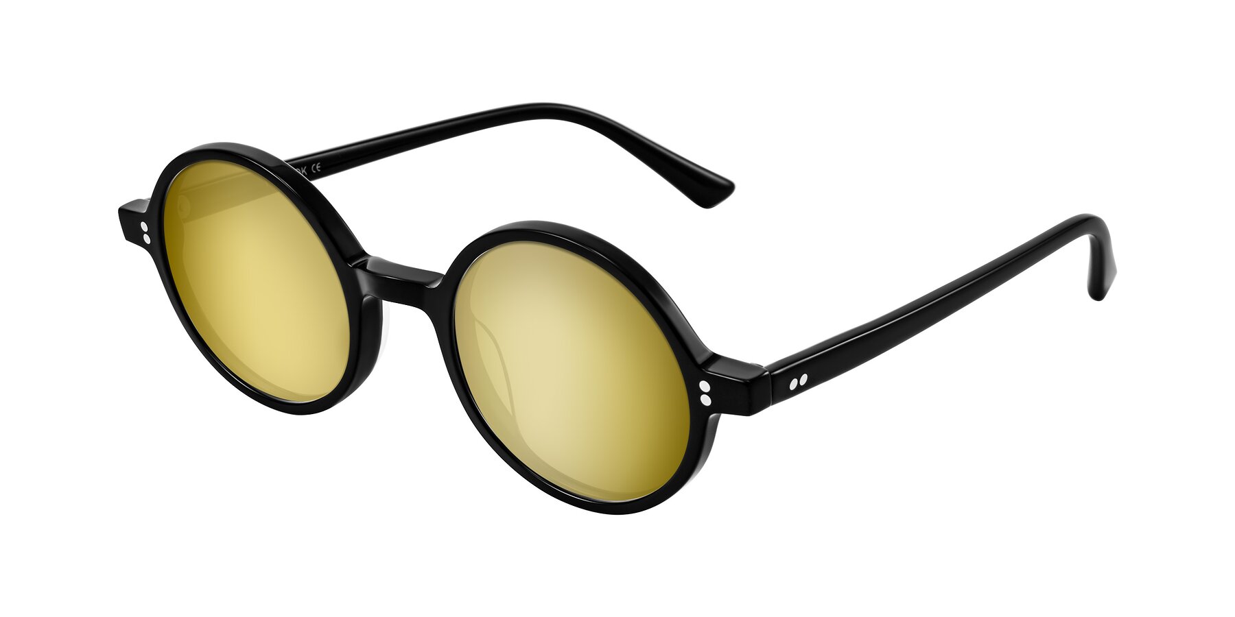 Angle of Montauk in Black with Gold Mirrored Lenses