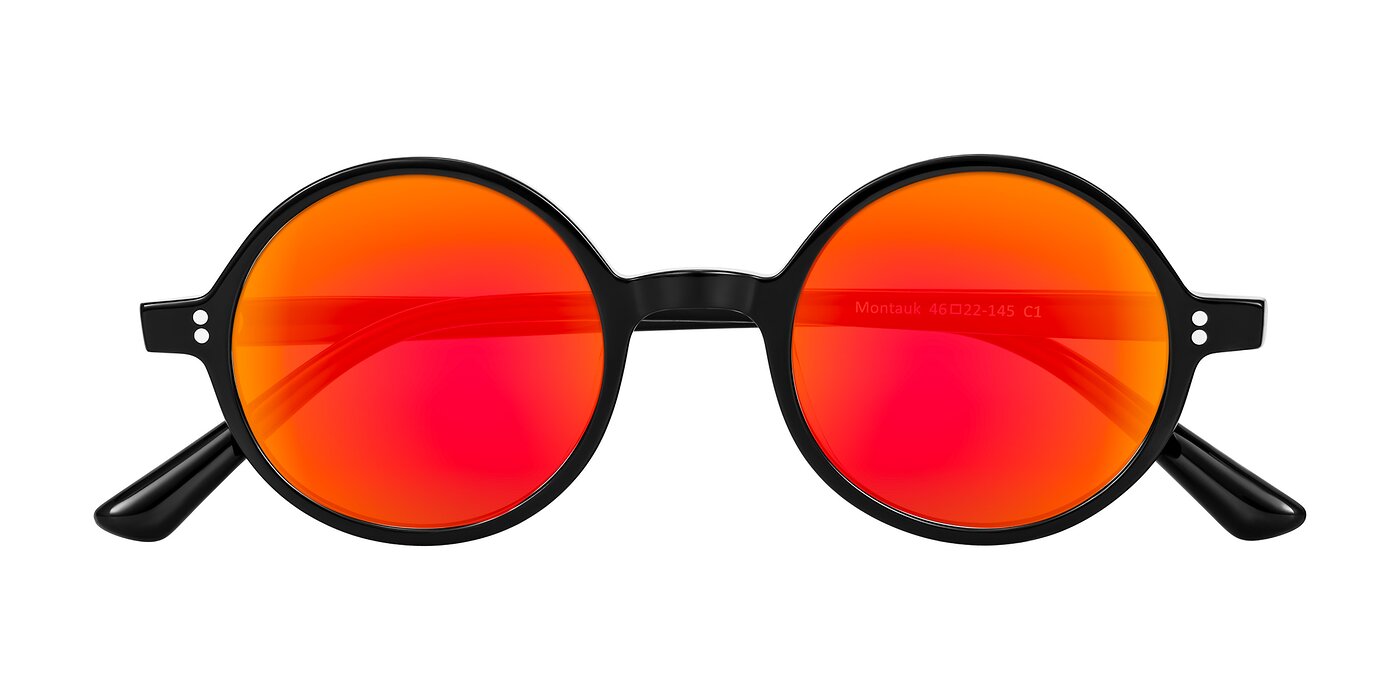 Montauk - Black Flash Mirrored Sunglasses