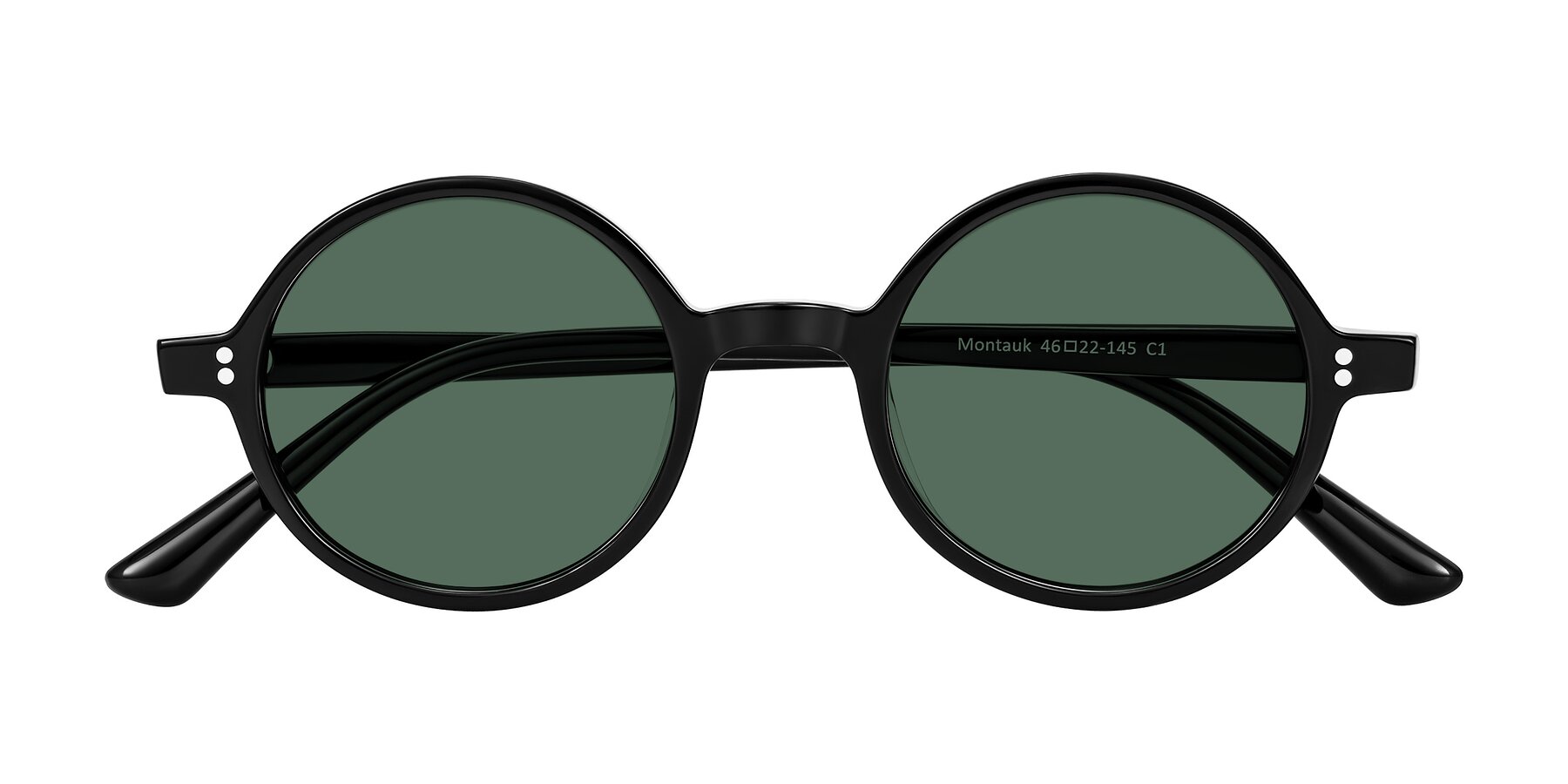 Folded Front of Montauk in Black with Green Polarized Lenses