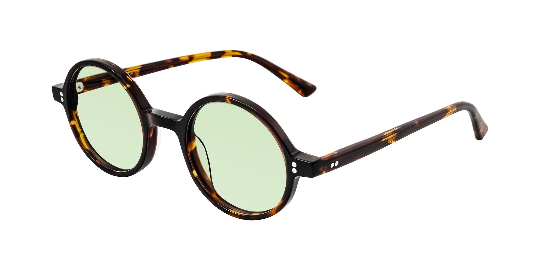 Angle of Montauk in Tortoise with Light Green Tinted Lenses