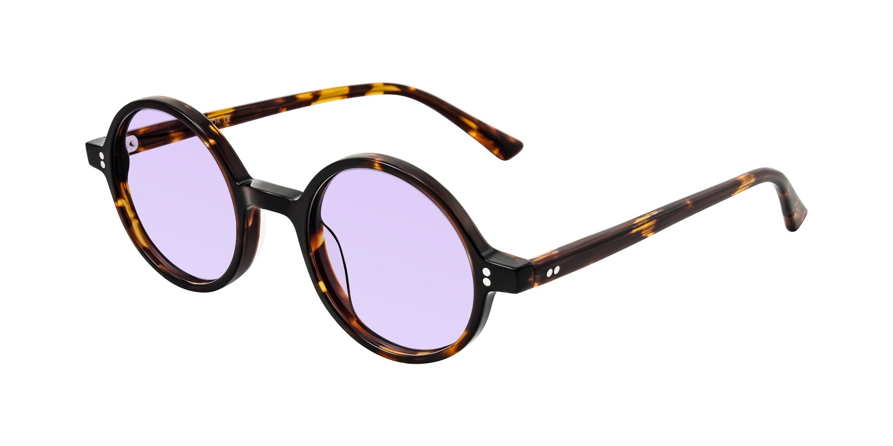 Angle of Montauk in Tortoise with Light Purple Tinted Lenses