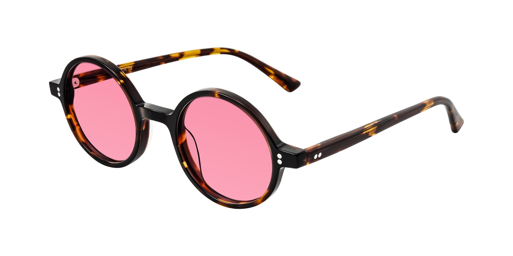 Angle of Montauk in Tortoise with Pink Tinted Lenses