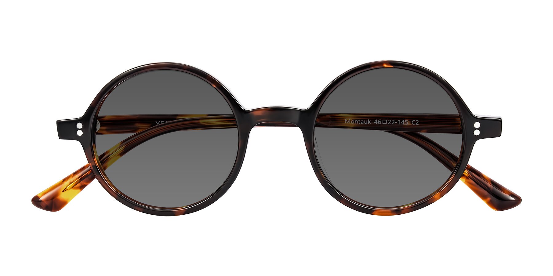 Folded Front of Montauk in Tortoise with Medium Gray Tinted Lenses